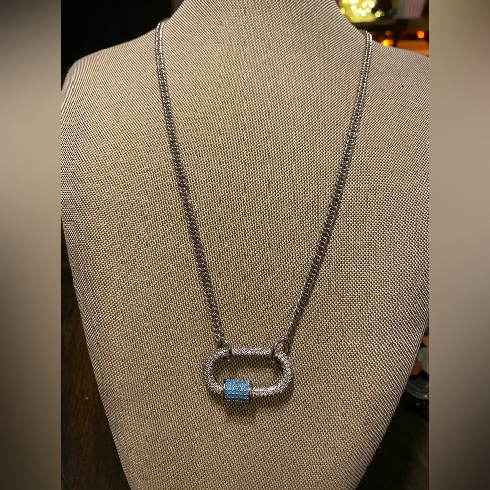 Elegant Silver Necklace with Blue Accent
